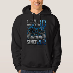 Level 10 Unlocked Awesome Since 2012 10th Birthday Hoodie