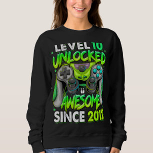 Level 10 Unlocked Awesome Since 2012 10th Birthday Sweatshirt