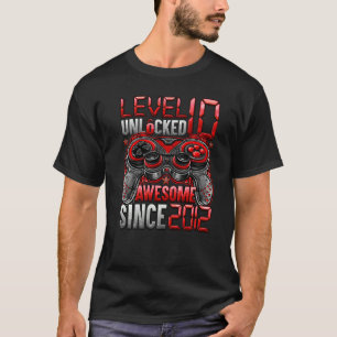 Level 10 Unlocked Awesome Since 2012 10th Birthday T-Shirt