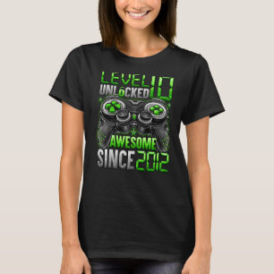Level 10 Unlocked Awesome Since 2012 10th Birthday T-Shirt