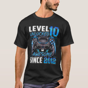 Level 10 Unlocked Awesome Since 2012 10th Birthday T-Shirt