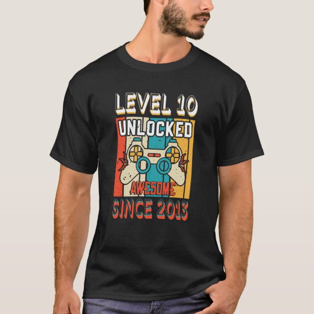 Level 10 Unlocked Awesome Since 2012 10th Birthday T-Shirt (Front)
