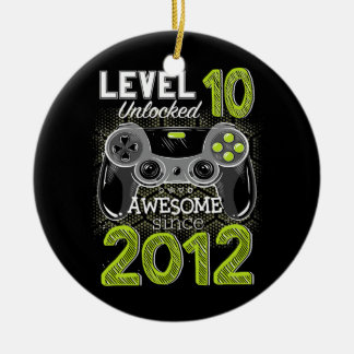 Level 10 Unlocked Awesome Since 2012 Video Gamer Ceramic Ornament