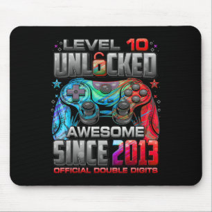Level 10 Unlocked Awesome Since 2013 10th Birthday Mouse Pad