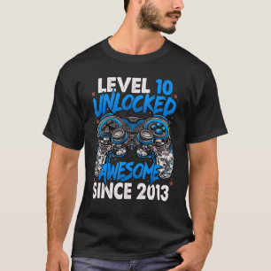 Level 10 Unlocked Awesome Since 2013 10th Birthday T-Shirt