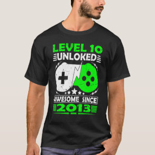 Level 10 Unlocked Awesome Since 2013 10th Birthday T-Shirt