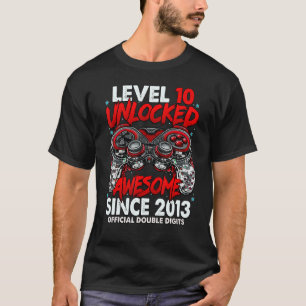 Level 10 Unlocked Awesome Since 2013 10th Birthday T-Shirt