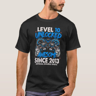 Level 10 Unlocked Awesome Since 2013 10th Birthday T-Shirt