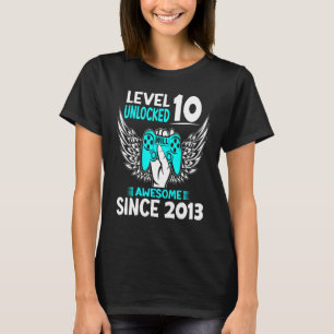 Level 10 Unlocked Awesome Since 2013 10th Birthday T-Shirt