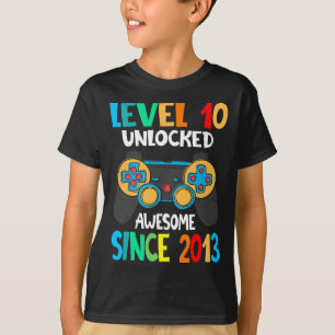 Level 10 Unlocked Awesome Since 2013-10th Birthday T-Shirt