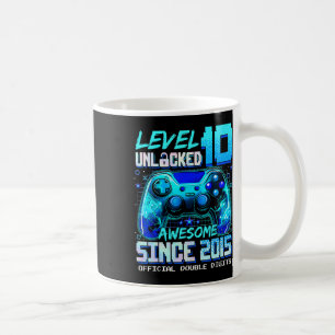 Level 10 Unlocked Awesome Since 2015 10th Birthday Coffee Mug