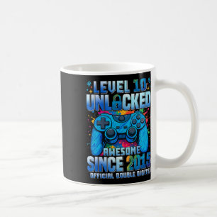 Level 10 Unlocked Awesome Since 2015 10th Birthday Coffee Mug