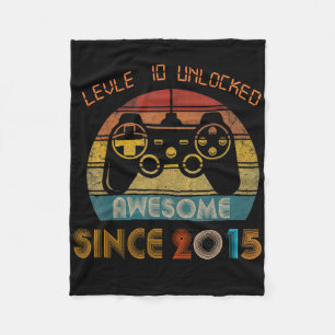 Level 10 Unlocked Awesome Since 2015 10th Birthday Fleece Blanket
