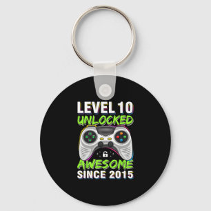 Level 10 Unlocked Awesome Since 2015 10th Birthday Key Ring