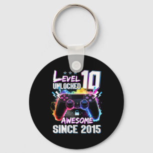 Level 10 Unlocked Awesome Since 2015 10th Birthday Key Ring