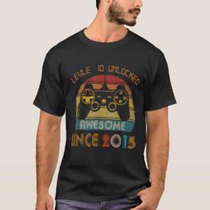Level 10 Unlocked Awesome Since 2015 10th Birthday T-Shirt