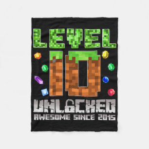 Level 10 Unlocked Awesome Since 2015 10th Pixel Ga Fleece Blanket