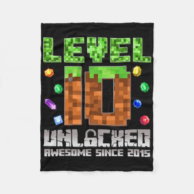 Level 10 Unlocked Awesome Since 2015 10th Pixel Ga Fleece Blanket (Front)