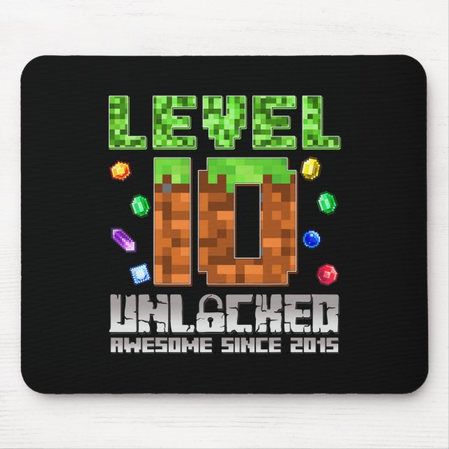 Level 10 Unlocked Awesome Since 2015 10th Pixel Ga Mouse Pad (Front)