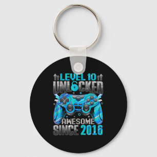 Level 10 Unlocked Awesome Since 2016 10th Birthday Key Ring