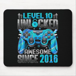 Level 10 Unlocked Awesome Since 2016 10th Birthday Mouse Pad
