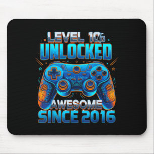 Level 10 Unlocked Awesome Since 2016 10th Birthday Mouse Pad