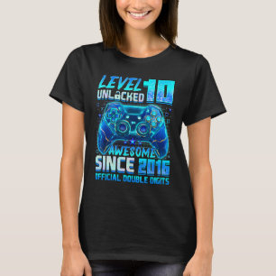 Level 10 Unlocked Awesome Since 2016 10th Birthday T-Shirt