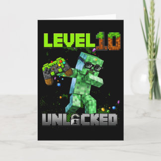 Level 10 Unlocked - Birthday Boy Pixel Gamer 10th  Card