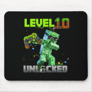 Level 10 Unlocked - Birthday Boy Pixel Gamer 10th  Mouse Pad