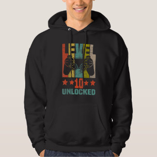 Level 10 Unlocked Funny Video Gamer 10th Birthday Hoodie