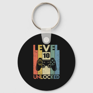 Level 10 Unlocked Funny Video Gamer 10th Birthday  Key Ring