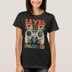 Level 10 Unlocked Gamer 10th Birthday 10 Year Old T-Shirt