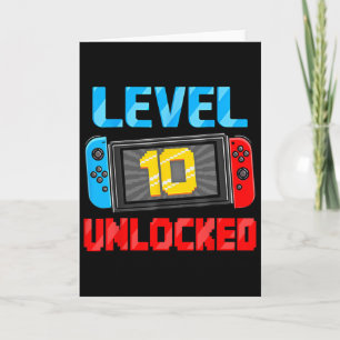 Level 10 Unlocked Gamer 10th Birthday Gift Video G Card
