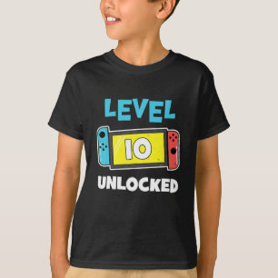 Level 10 Unlocked Gamer 10th Birthday Gift Video T-Shirt