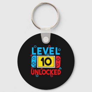 Level 10 Unlocked Gamer 10th Birthday Video Game B Key Ring