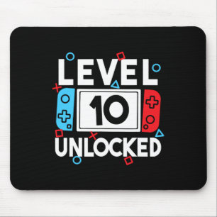 Level 10 Unlocked Gamer 10th Birthday Video Game B Mouse Pad