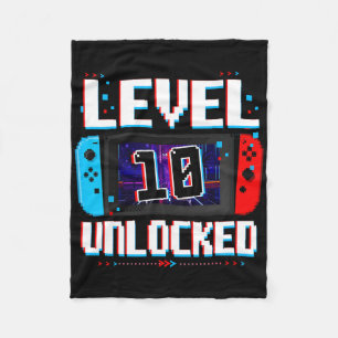 Level 10 Unlocked Gamer Boys 10th Birthday Gifts V Fleece Blanket