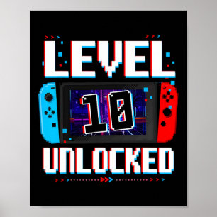 Level 10 Unlocked Gamer Boys 10th Birthday Gifts V Poster