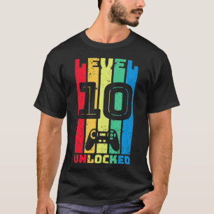 Level 10 Unlocked Gaming Birthday Gift for a 10 Ye T-Shirt