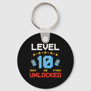 Level 10 Unlocked Kids 10th Birthday Vintage Video Key Ring