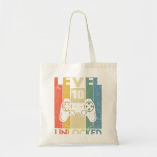 Level 10 Unlocked Shirt Funny Video Gamer 10Th Bi Tote Bag