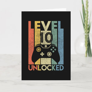 Level 10 Unlocked Shirt Funny Video Gamer 10th Bir Card