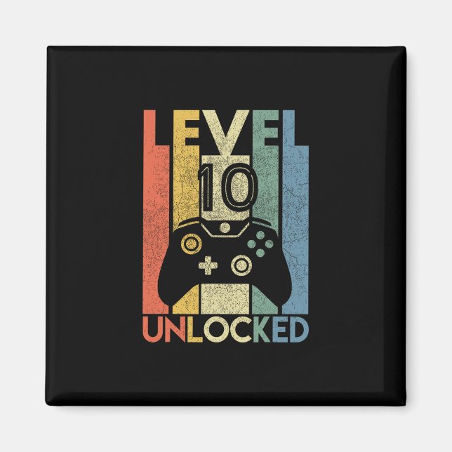 Level 10 Unlocked Shirt Funny Video Gamer 10th Bir Magnet (Front)