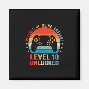 Level 10 Unlocked Shirt Funny Video Gamer 10th Bir Magnet