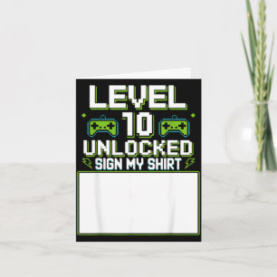 Level 10 unlocked sign shirt 10th birthday gamer card