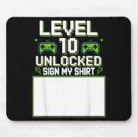 Level 10 unlocked sign shirt 10th birthday gamer