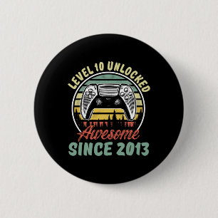 Level 10 Unlocked Video Game 10 Years Old Boy 10th 6 Cm Round Badge