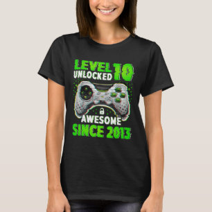 Level 10 Unlocked Video Game 10 Years Old Boy 10th T-Shirt