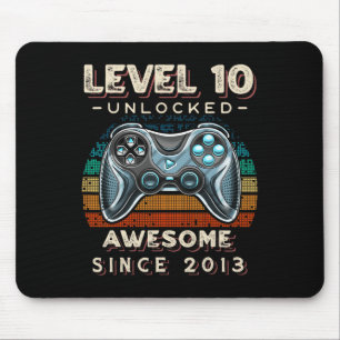 Level 10 Unlocked Video Game 10th Birthday 10 Yr O Mouse Pad