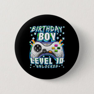 Level 10 Unlocked Video Game 10th Birthday Gamer B 6 Cm Round Badge